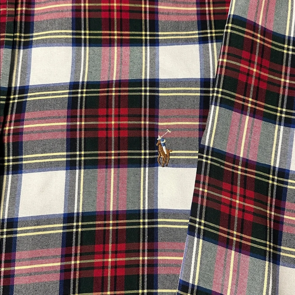 Ralph Lauren great shape Christmas plaid green red white flesh pony shirt - Picture 3 of 7